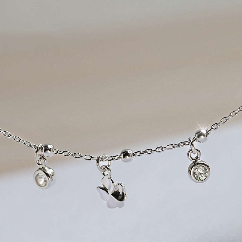 925 Sterling Silver Four‑Leaf Clover Anklet – Lucky Charm Anklet | Syleane