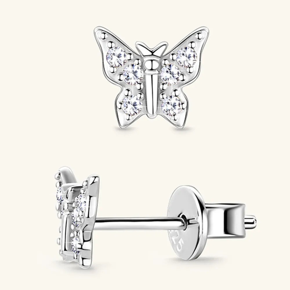 Moissanite Butterfly Stud Earrings 925 Sterling Silver – Syleane