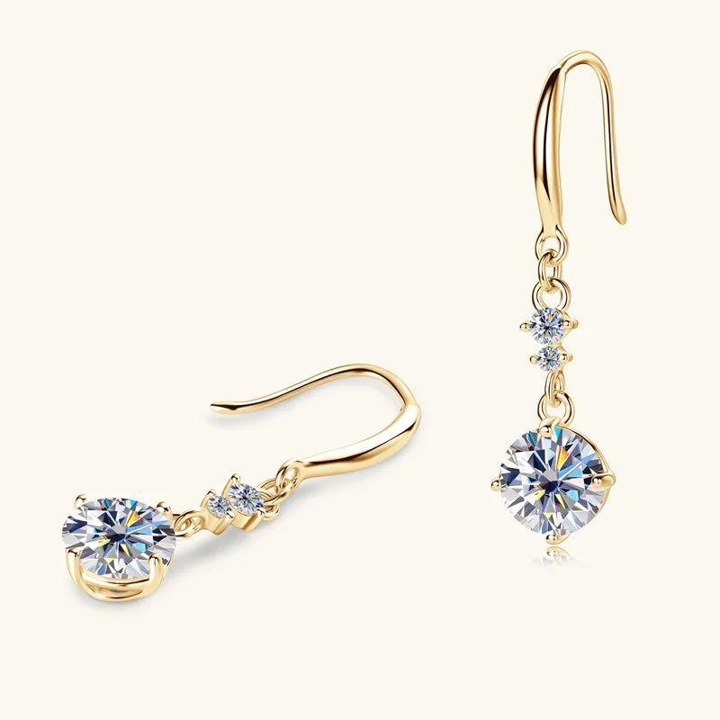 2 ct Moissanite Drop Earrings in 925 Sterling Silver – Elegant Dangle Hoops | Syleane