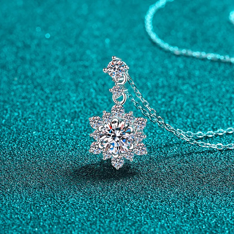1 Carat Snowflake Moissanite Necklace in 925 Sterling Silver | Syleane