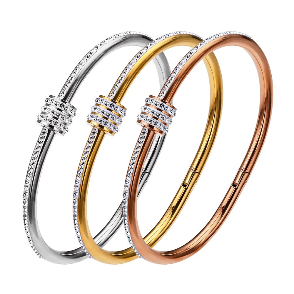 Gold‑Plated Titanium Steel Bangle Bracelet – Elegant Women’s Jonc | Syleane