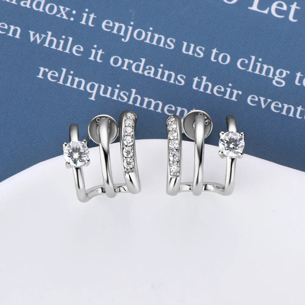 Moissanite C-Hoop Earrings in 925 Sterling Silver – Syleane