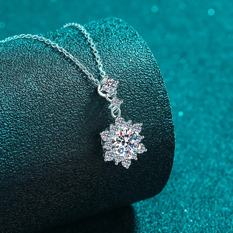 1 Carat Snowflake Moissanite Necklace in 925 Sterling Silver | Syleane