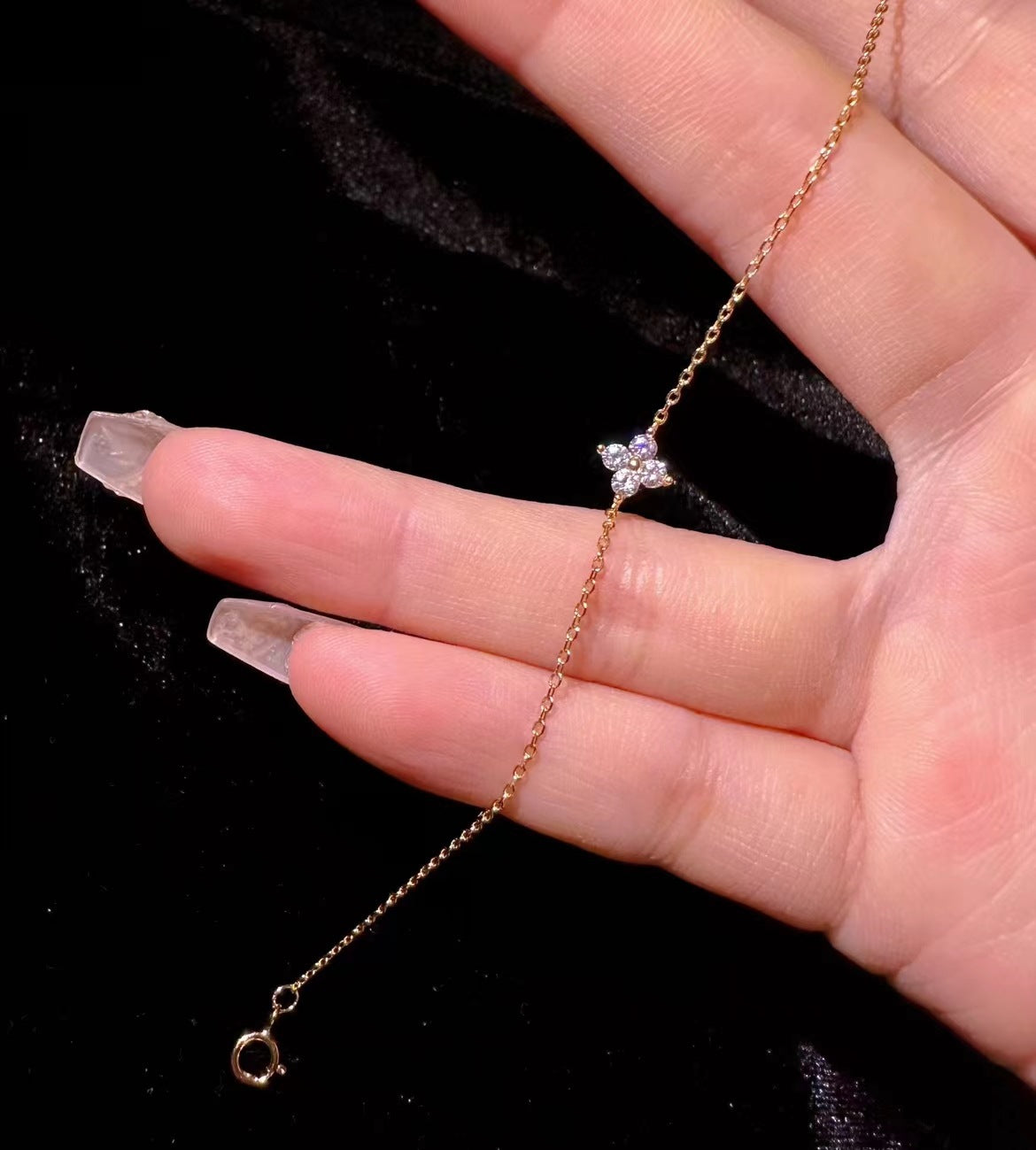 Mini Flower Zircon Bracelet in 925 Silver – Gold Plated by Syleane