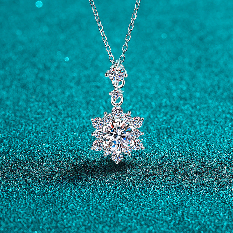 1 Carat Snowflake Moissanite Necklace in 925 Sterling Silver | Syleane