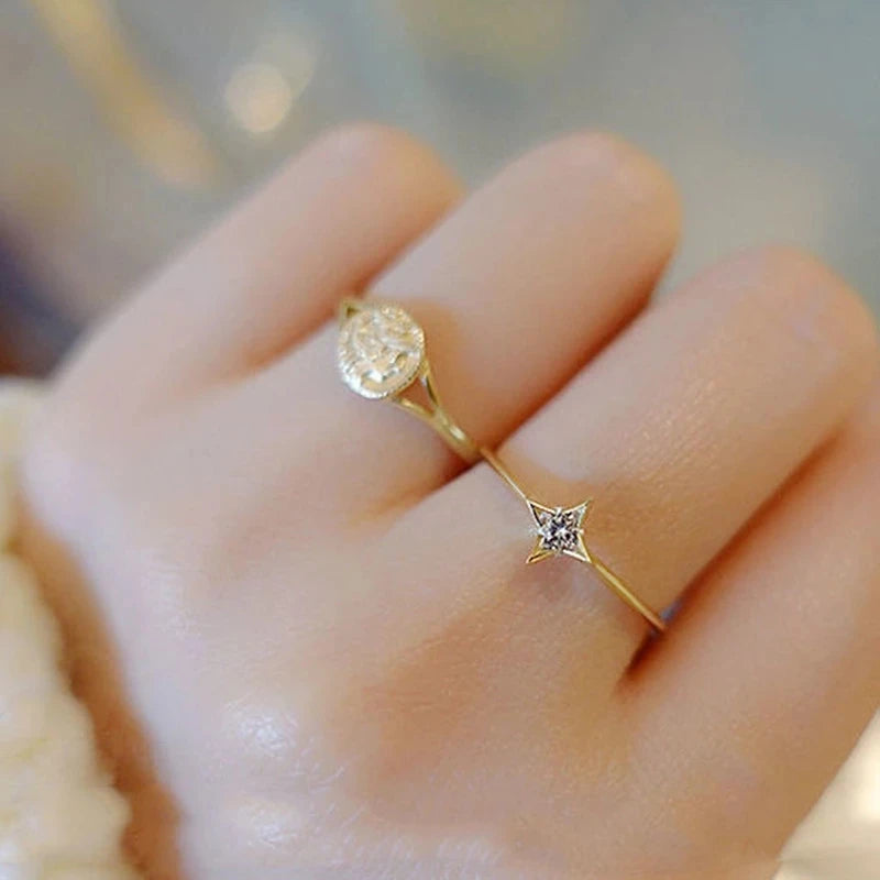 Dainty Gold Star Zircon Ring in 925 Silver – Syleane