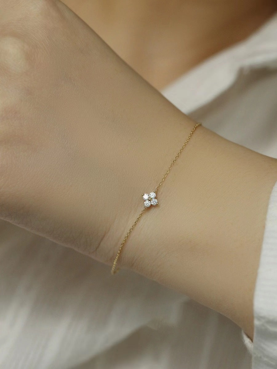 Mini Flower Zircon Bracelet in 925 Silver – Gold Plated by Syleane