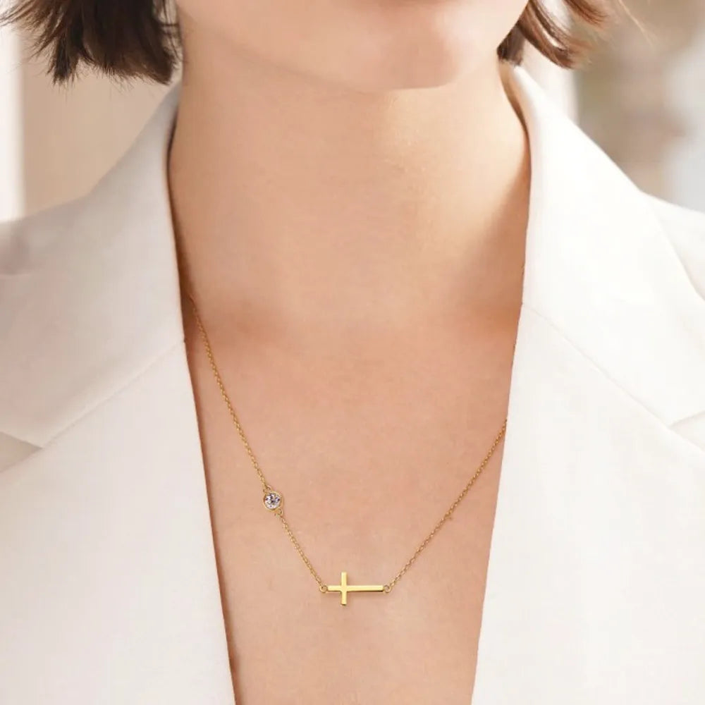 925 Sterling Silver Moissanite Cross Necklace – Elegant Pendant | Syleane