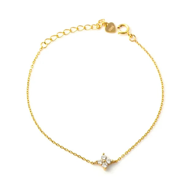 Mini Flower Zircon Bracelet in 925 Silver – Gold Plated by Syleane