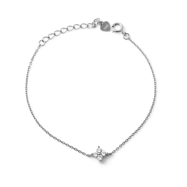 Mini Flower Zircon Bracelet in 925 Silver – Gold Plated by Syleane