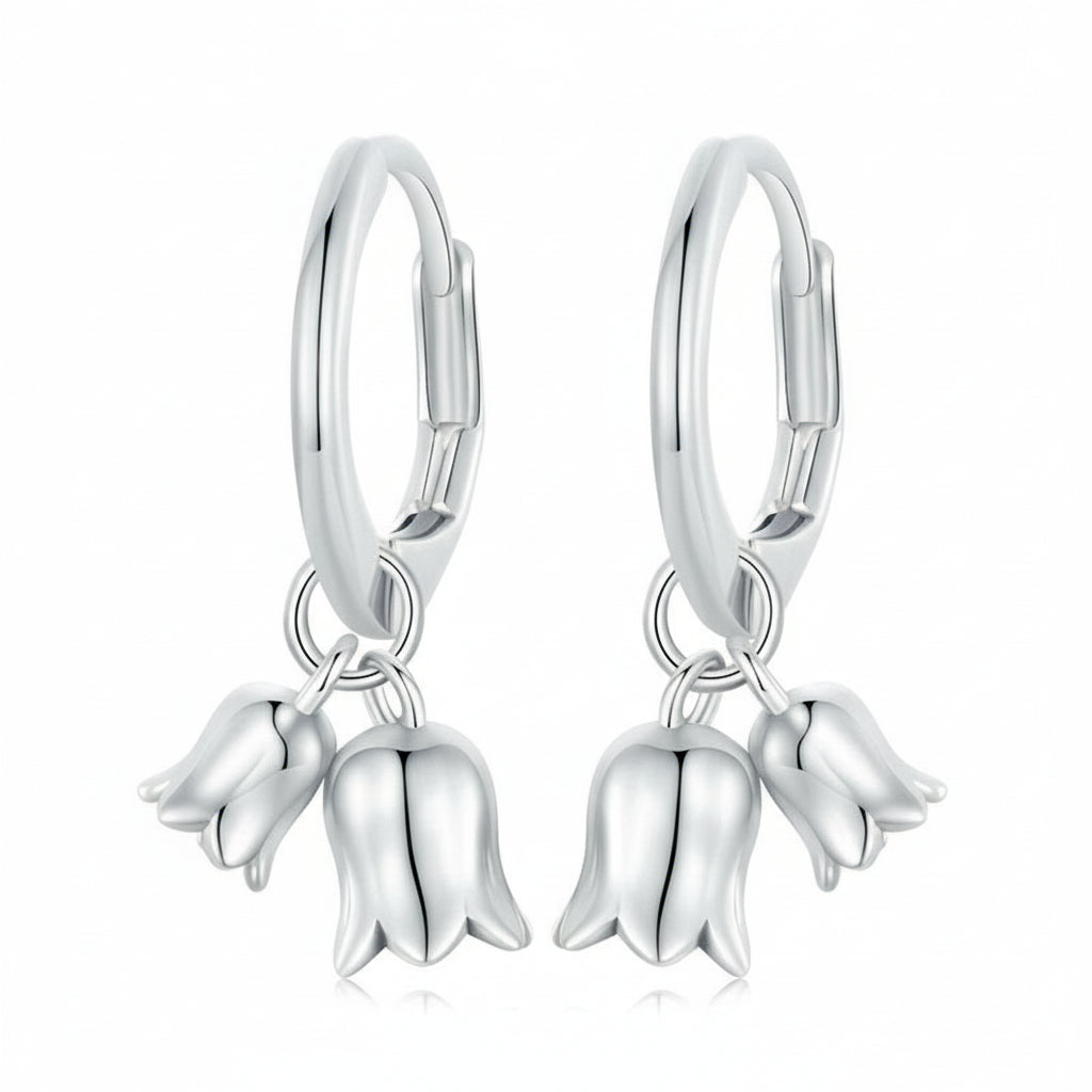 925 Silver Bellflower Necklace & Earrings Set – Syleane