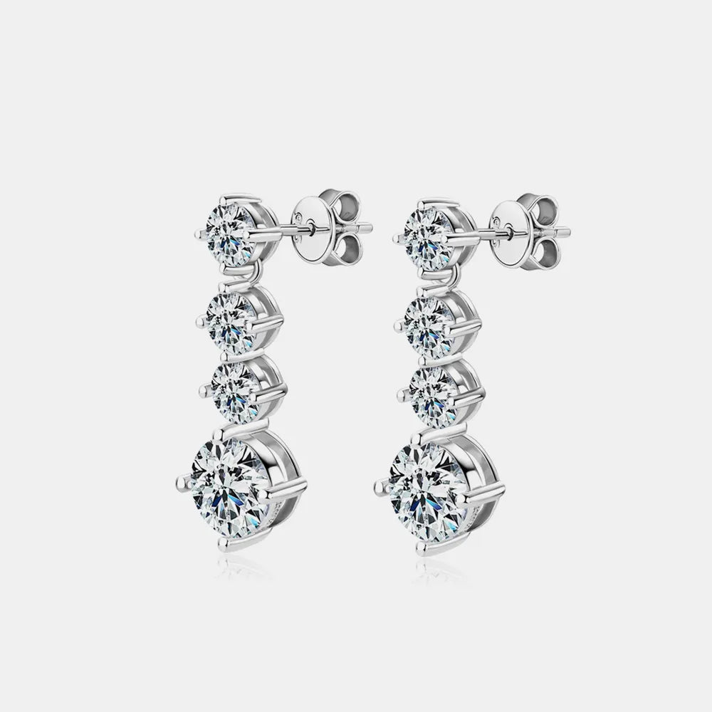 4ct Moissanite Graduated Drop Earrings in 925 Silver – Syleane