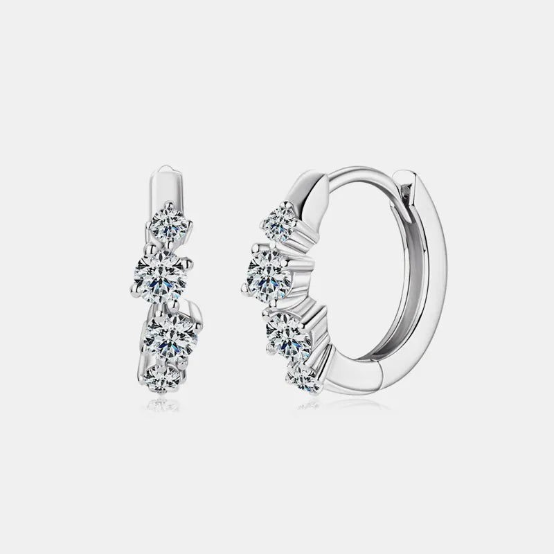 Moissanite Huggie Earrings in 925 Silver – 14k Gold Plated by Syleane