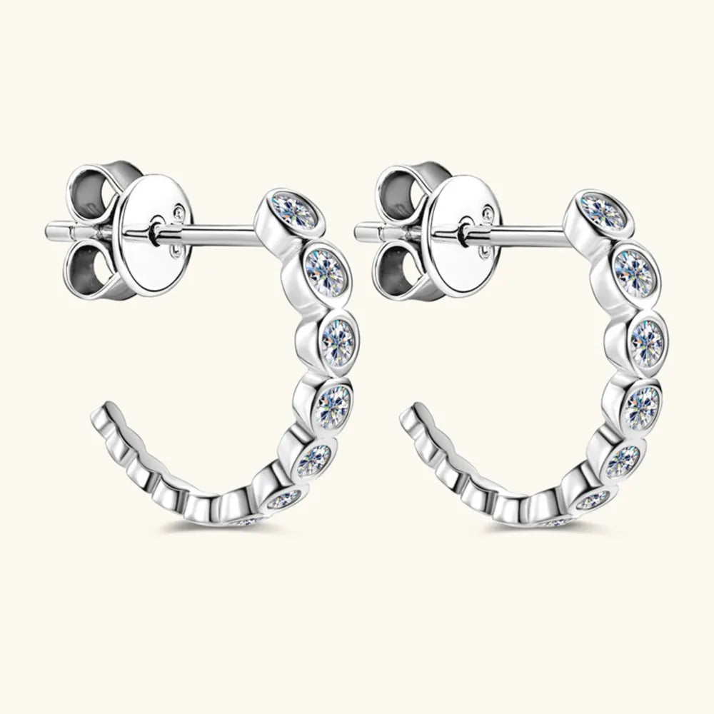 925 Sterling Silver Moissanite C-Hoop Earrings – Small Everyday Hoops | Syleane