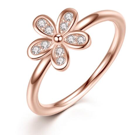 Dainty Daisy Flower Ring in 925 Silver – Cubic Zirconia by Syleane