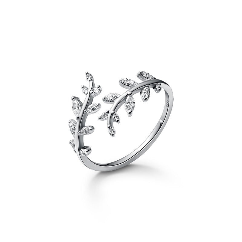 925 Sterling Silver Leaf Branch Ring – Adjustable Vine Ring | Syleane