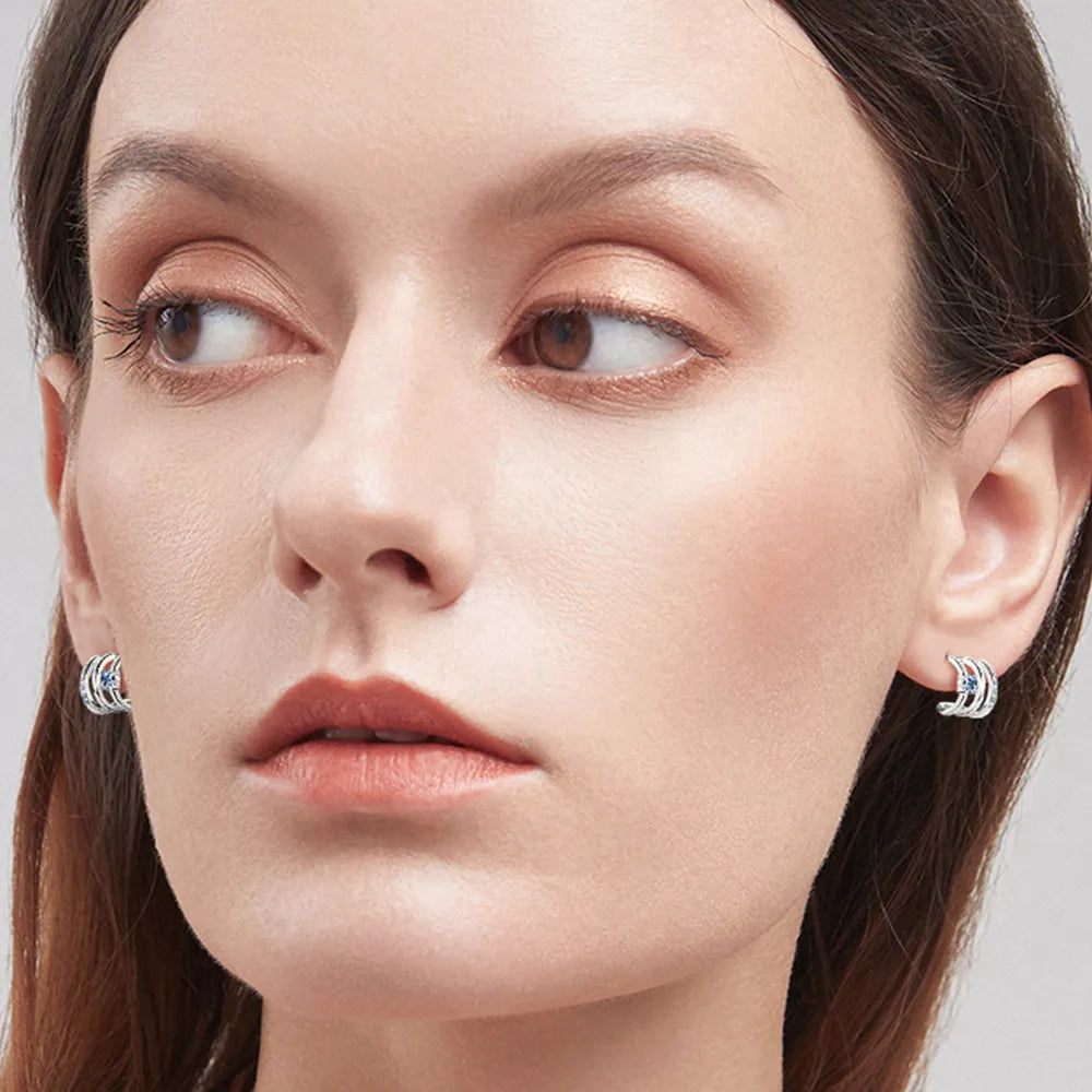 Moissanite C-Hoop Earrings in 925 Sterling Silver – Syleane