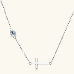925 Sterling Silver Moissanite Cross Necklace – Elegant Pendant | Syleane