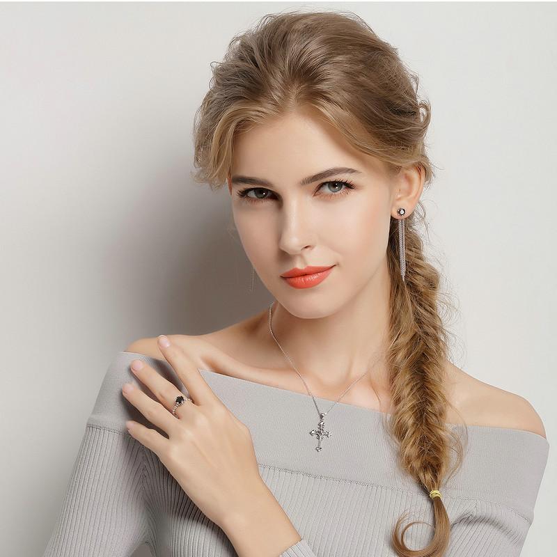 Black Cubic Zirconia Solitaire Ring in 925 Silver – Syleane