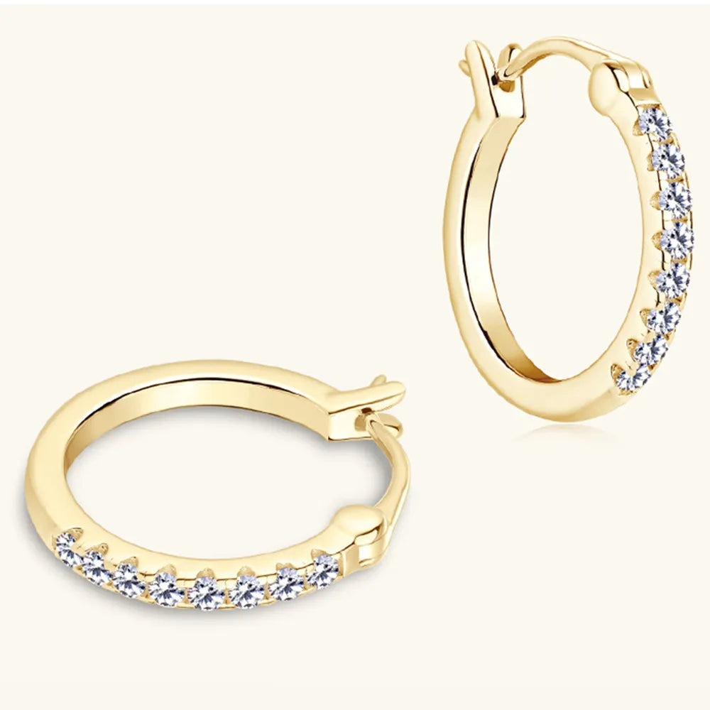 Gold Moissanite Huggie Hoop Earrings in 925 Silver – Syleane