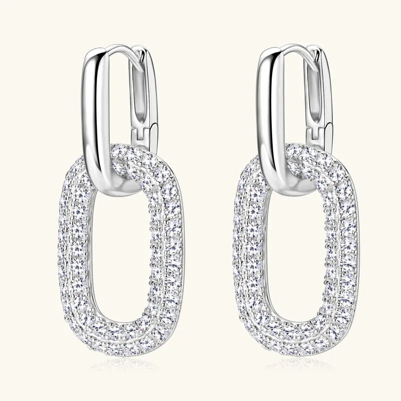 2.16ct Moissanite Link Drop Earrings in 925 Silver – Syleane
