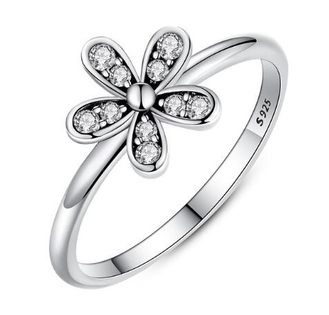 Dainty Daisy Flower Ring in 925 Silver – Cubic Zirconia by Syleane