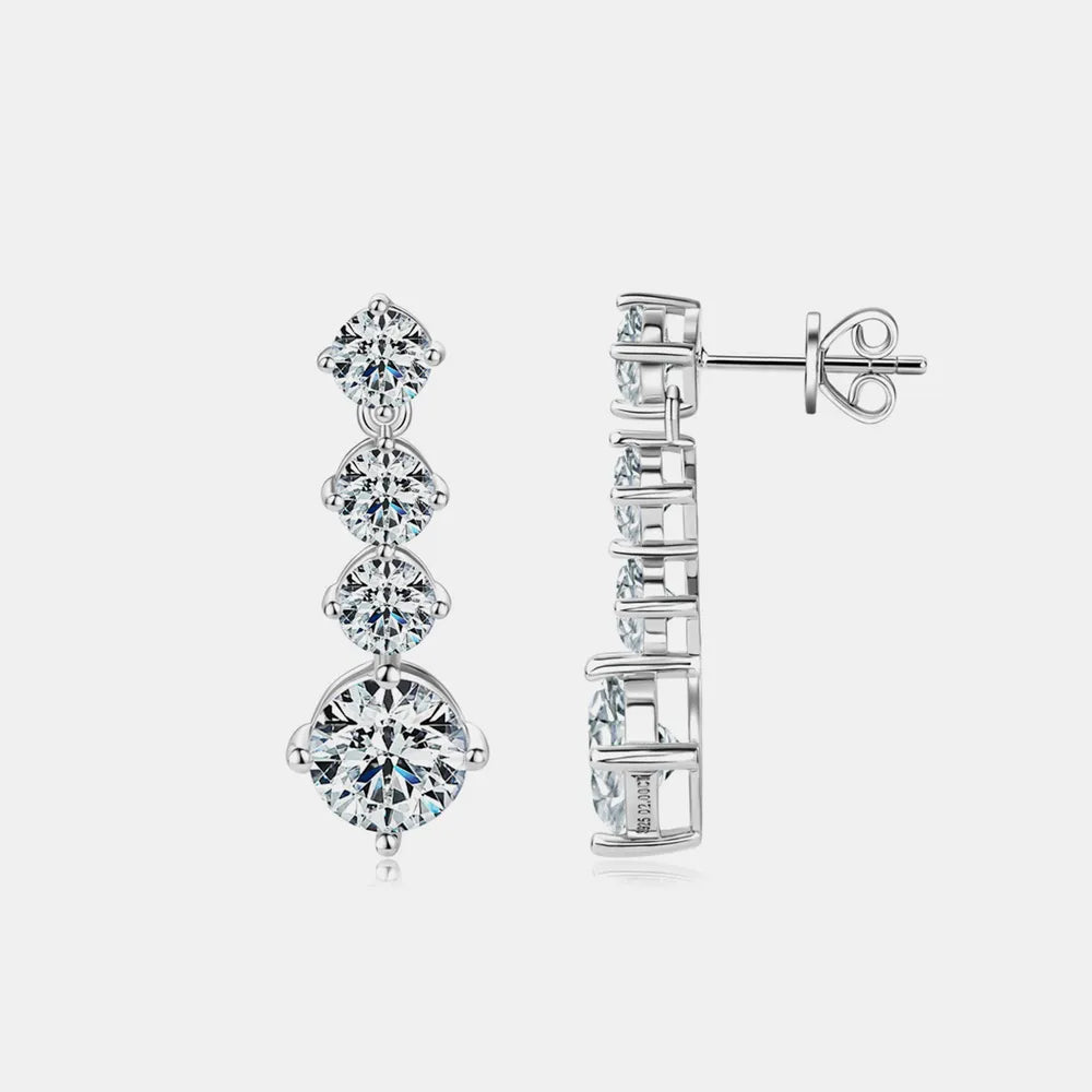 4ct Moissanite Graduated Drop Earrings in 925 Silver – Syleane