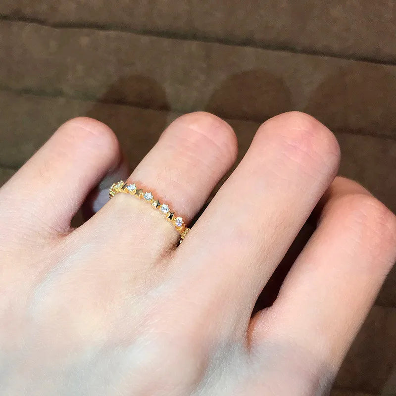 Star Eternity Zircon Ring 925 Sterling Silver Gold Plated | Syleane