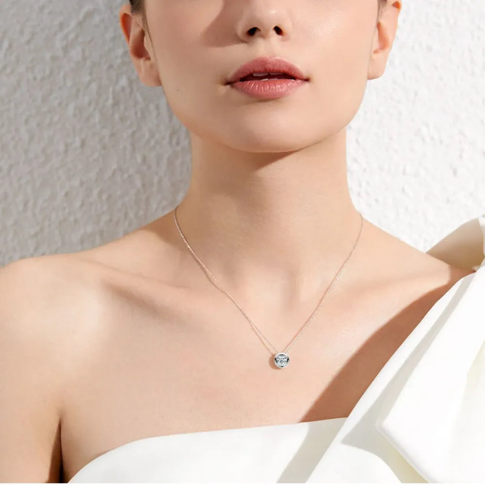 1ct Moissanite Solitaire Necklace 925 Sterling Silver – Syleane