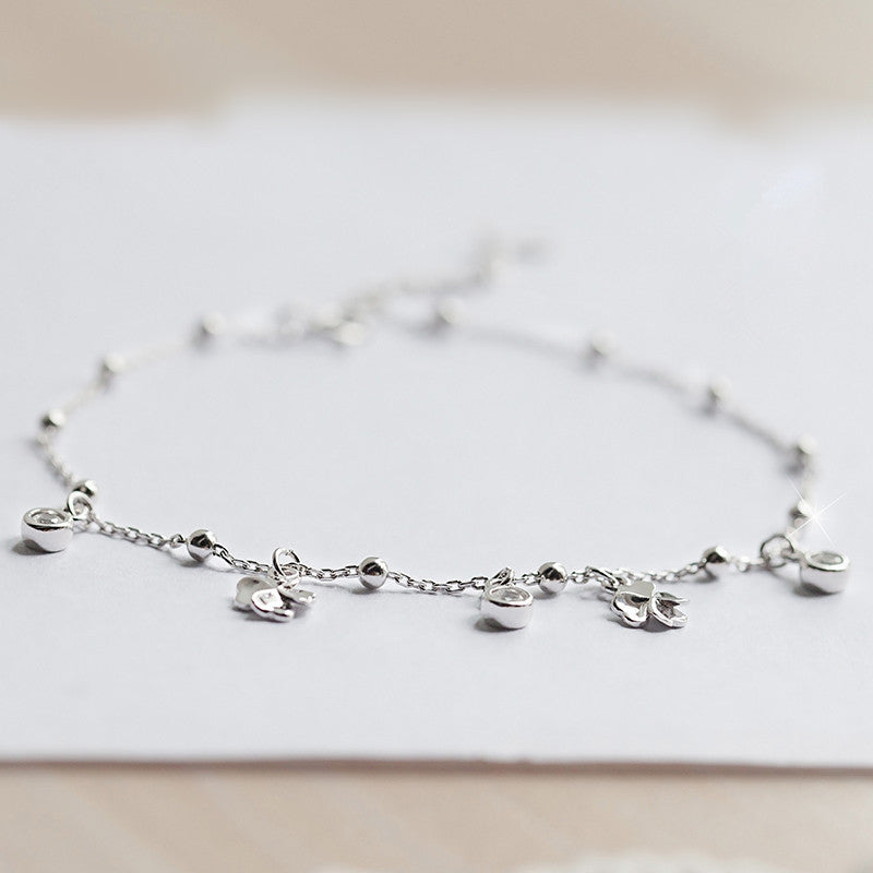 925 Sterling Silver Four‑Leaf Clover Anklet – Lucky Charm Anklet | Syleane