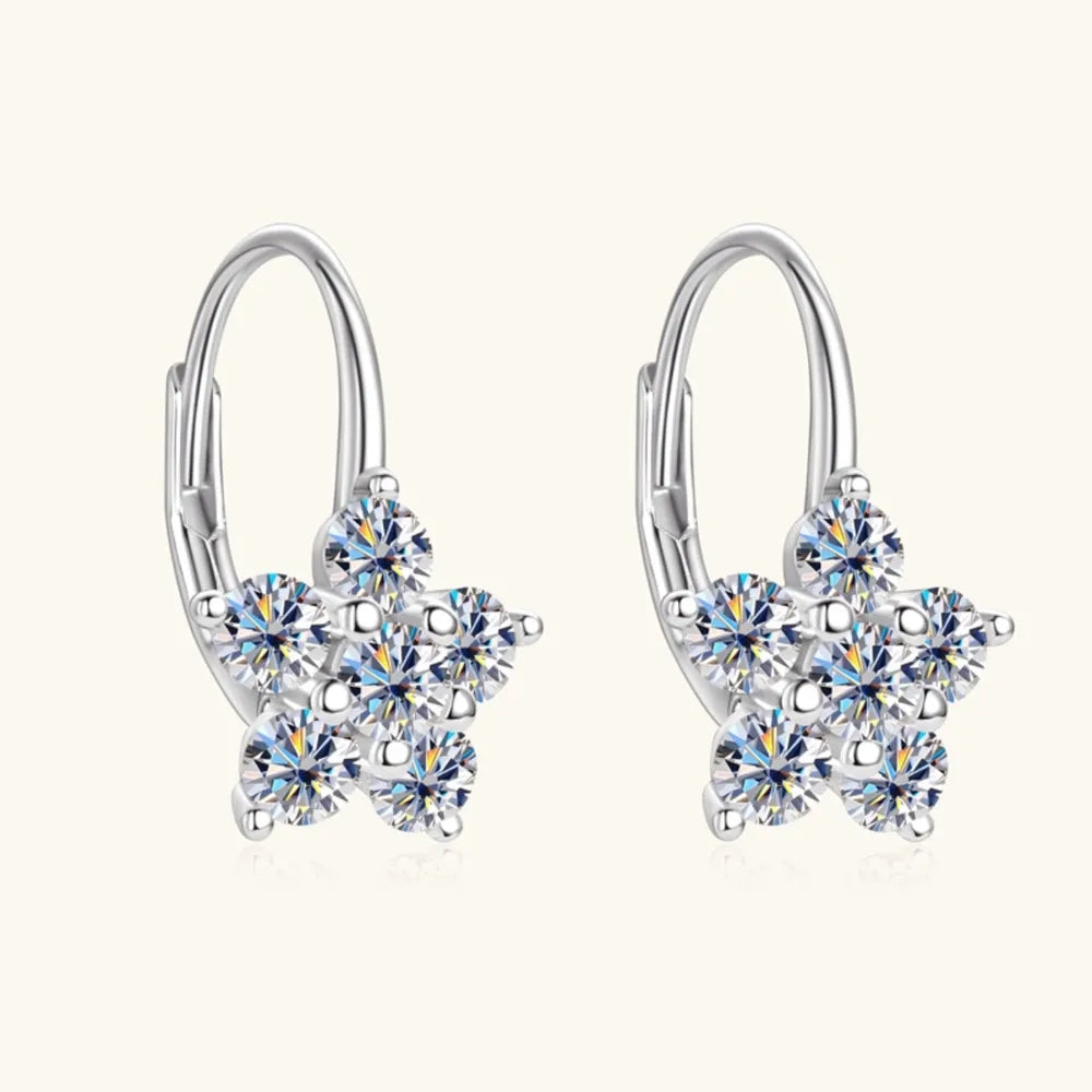 1.2 Carat Moissanite Flower Huggie Earrings 925 Sterling Silver – Syleane