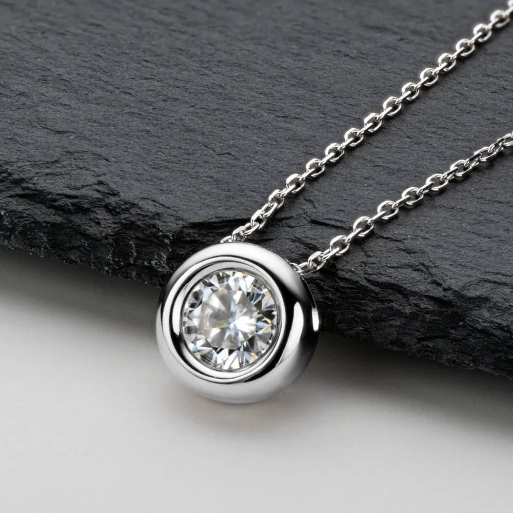 1ct Moissanite Solitaire Necklace 925 Sterling Silver – Syleane