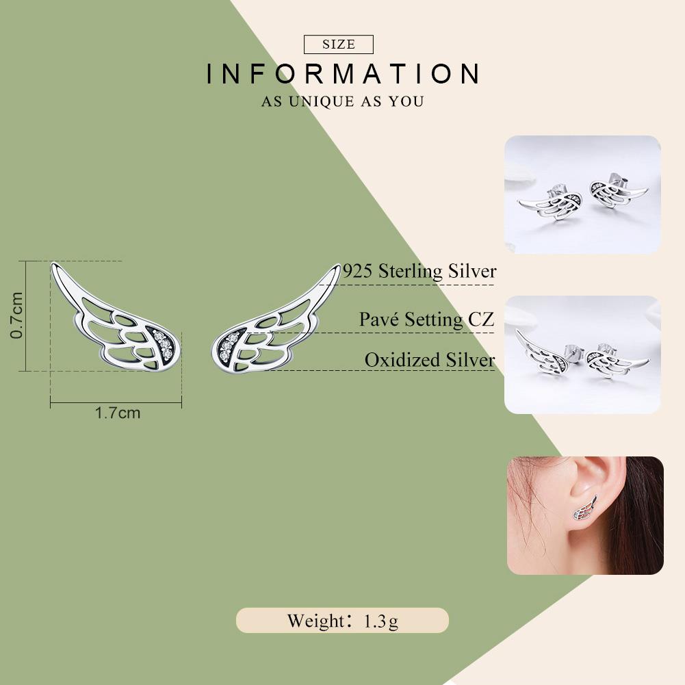 925 Sterling Silver Wing Earrings – Angel Wings Studs for Women | Syleane