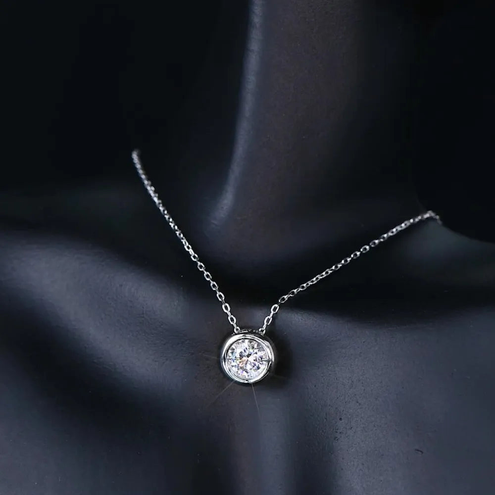 1ct Moissanite Solitaire Necklace 925 Sterling Silver – Syleane