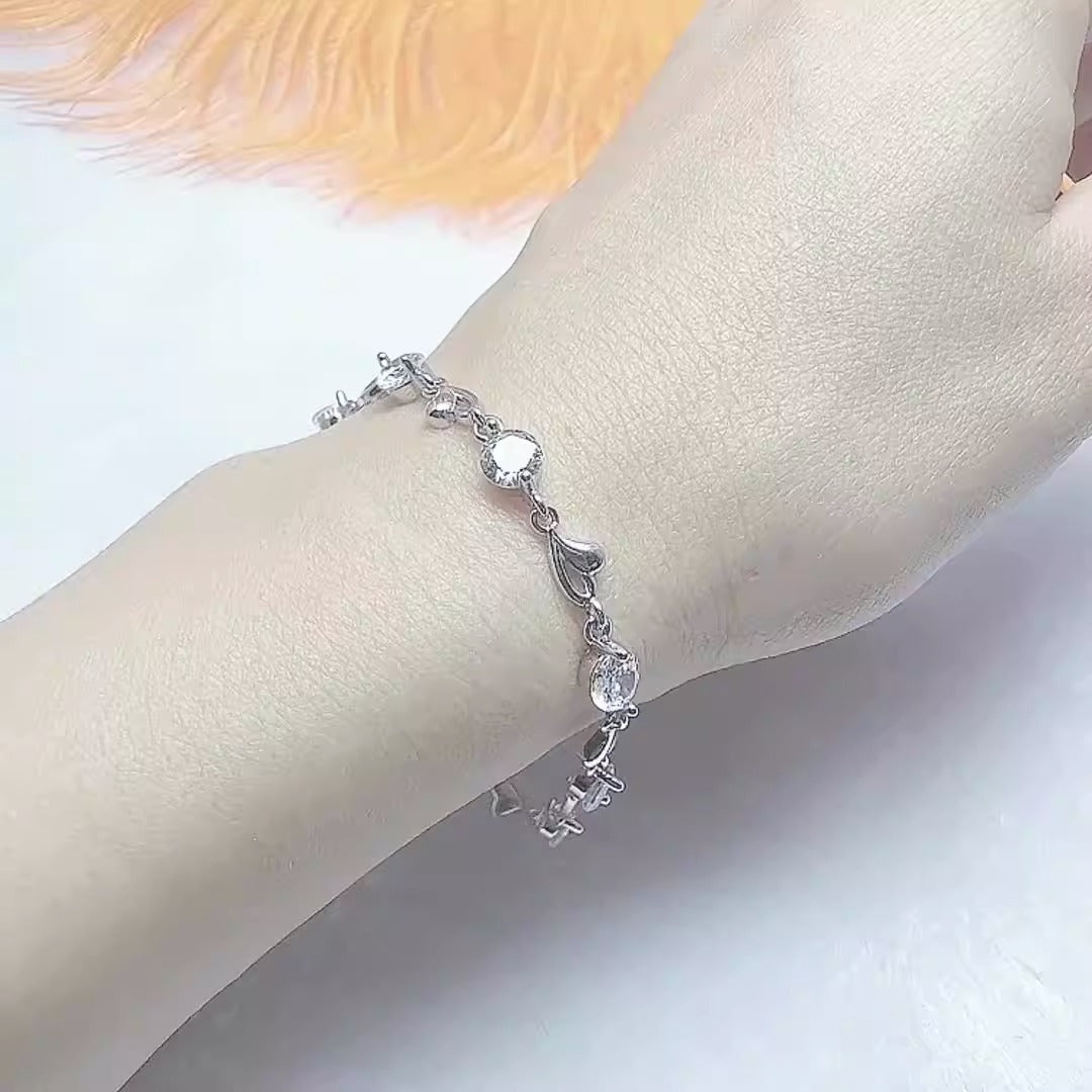 925 Sterling Silver Heart Bracelet – Delicate Love Charm | Syleane