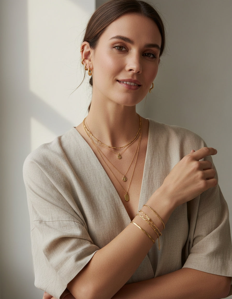 Syleane jewellery styled on model